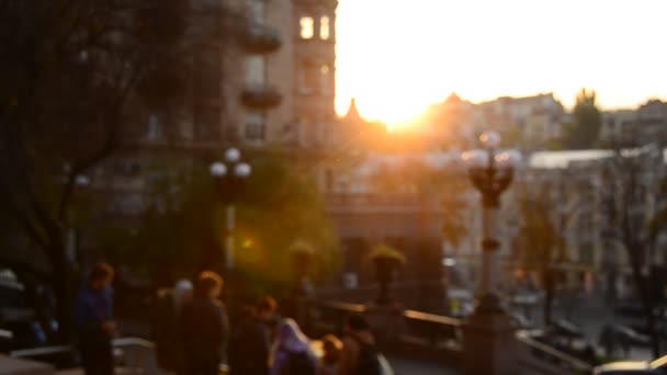 Unfocused View People Walking Central Street Khreschyatik Kyiv Ukraine — Stock Video