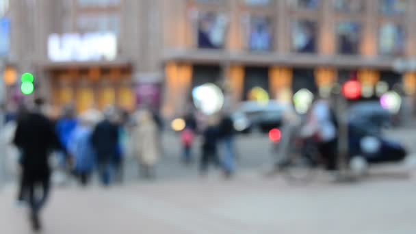 Vista Desenfocada Gente Caminando Por Calle Central Khreschyatik Kiev Ucrania — Vídeo de stock