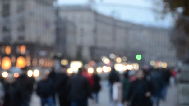 Vista Sfocata Persone Che Camminano Lungo Strada Centrale Khreschyatik Kiev — Video Stock