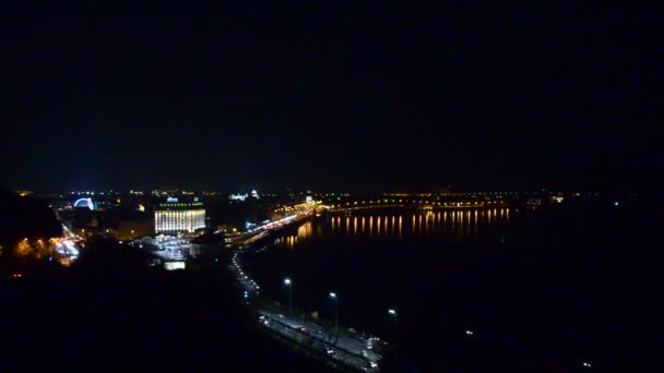 Éjszakai Megtekintése Podil Történelmi Negyedében Kijev — Stock videók