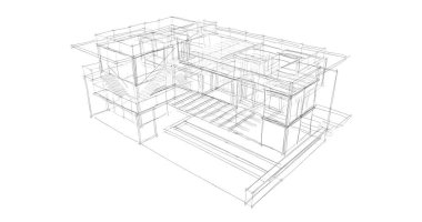 Ev kavramı kroki 3d çizim