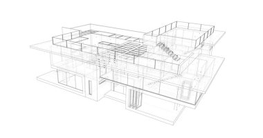 Ev kavramı kroki 3d çizim