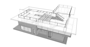 Ev kavramı kroki 3d çizim
