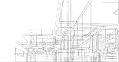 Ev kavramı kroki 3d çizim