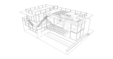 Ev kavramı kroki 3d çizim