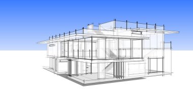 Ev kavramı kroki 3d çizim