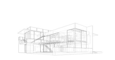 Ev kavramı kroki 3d çizim