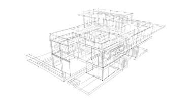 Ev kavramı kroki 3d çizim