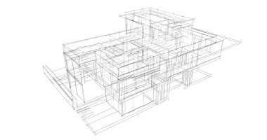 Ev kavramı kroki 3d çizim