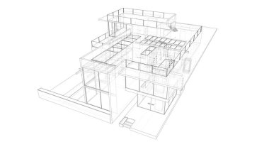 Ev kavramı kroki 3d çizim