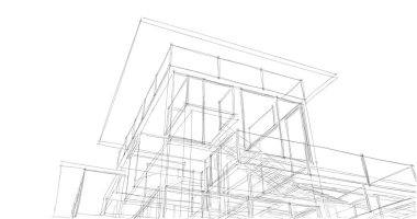 Ev kavramı kroki 3d çizim