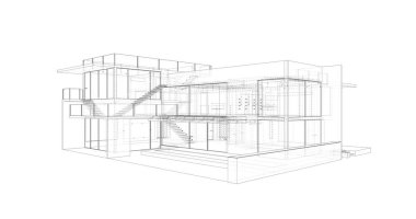 Ev kavramı kroki 3d çizim