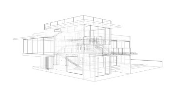 Ev kavramı kroki 3d çizim