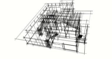 Ev kavramı kroki 3d çizim
