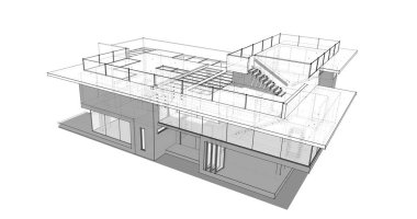 Ev kavramı kroki 3d çizim