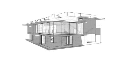 Ev kavramı kroki 3d çizim