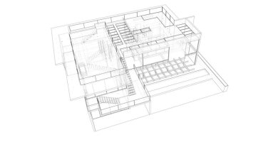 Ev kavramı kroki 3d çizim