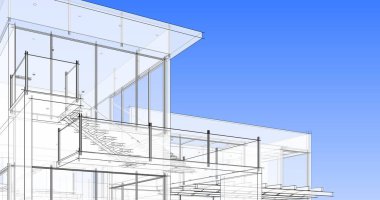 Ev kavramı kroki 3d çizim