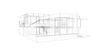 Ev kavramı kroki 3d çizim