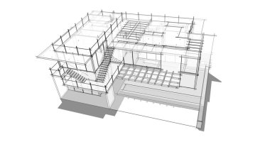Ev kavramı kroki 3d çizim