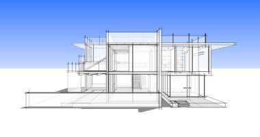 Ev kavramı kroki 3d çizim