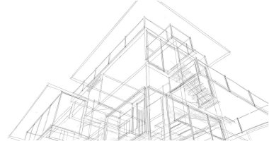 Ev kavramı kroki 3d çizim