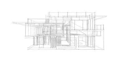 Ev kavramı kroki 3d çizim