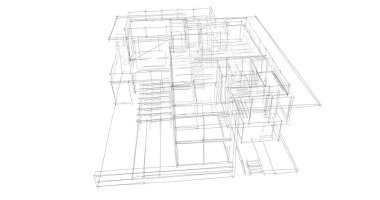 Ev kavramı kroki 3d çizim