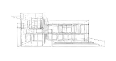 Ev kavramı kroki 3d çizim