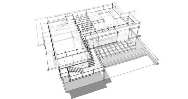Ev kavramı kroki 3d çizim