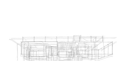 Ev kavramı kroki 3d çizim