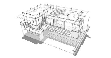 Ev kavramı kroki 3d çizim
