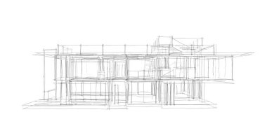 Ev kavramı kroki 3d çizim