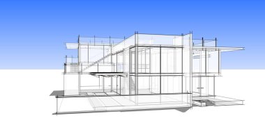 Ev kavramı kroki 3d çizim