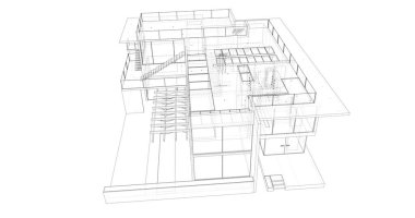 Ev kavramı kroki 3d çizim