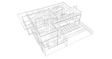 Ev kavramı kroki 3d çizim