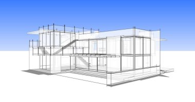 Ev kavramı kroki 3d çizim