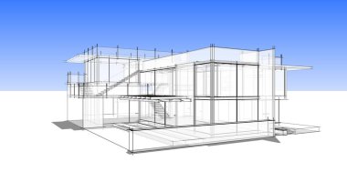 Ev kavramı kroki 3d çizim