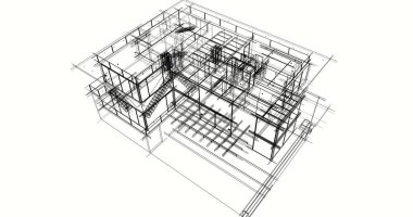 Ev kavramı kroki 3d çizim