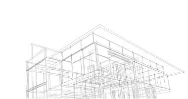 Ev kavramı kroki 3d çizim