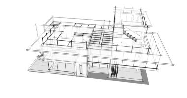 Ev kavramı kroki 3d çizim