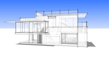 Ev kavramı kroki 3d çizim