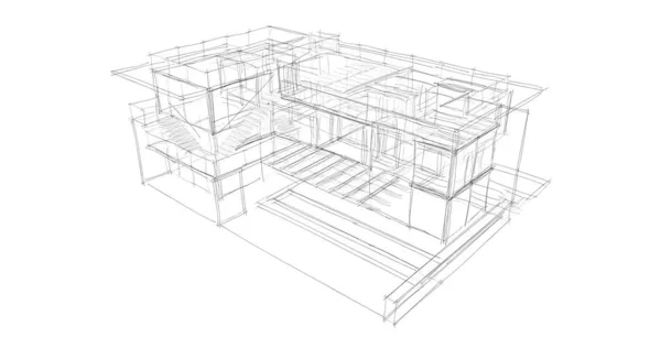 Dom Koncepcja Szkic Ilustracja — Zdjęcie stockowe
