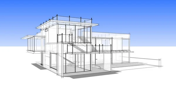 房子概念剪影3D — 图库照片