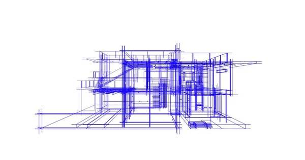 房子概念剪影3D — 图库照片