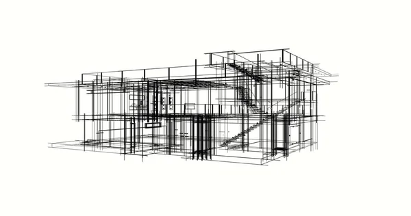 房子概念剪影3D — 图库照片