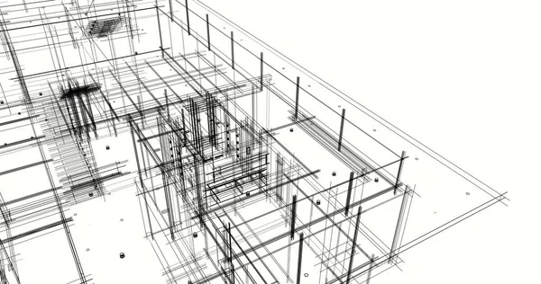 房子概念剪影3D — 图库照片