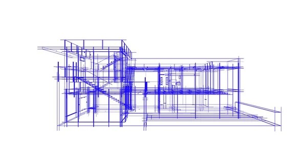 房子概念剪影3D — 图库照片