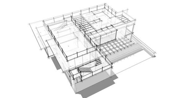 房子概念剪影3D — 图库照片