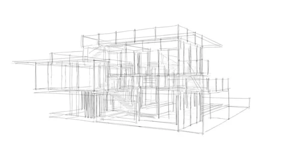 房子概念剪影3D — 图库照片